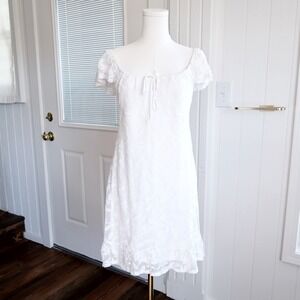 Live to Be Spoiled Womens Dress Size XL White Lace Floral Babydoll Coquette Boho